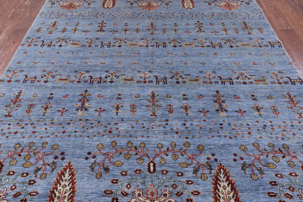 6' 11" X 9' 7" Handmade Tribal Persian Gabbeh Wool Rug Q7561