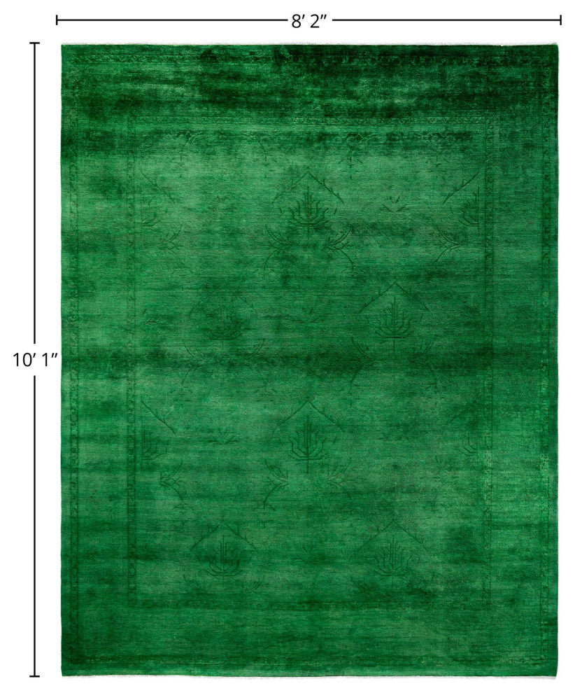 Overdyed, One-of-a-Kind Hand-Knotted Area Rug Green, 8'2"x10'1"