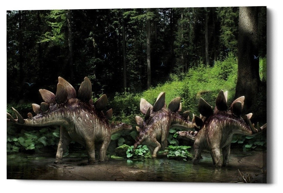 Epic Graffiti "Stegosaurus Family" Giclee Canvas Wall Art, 26"x40"