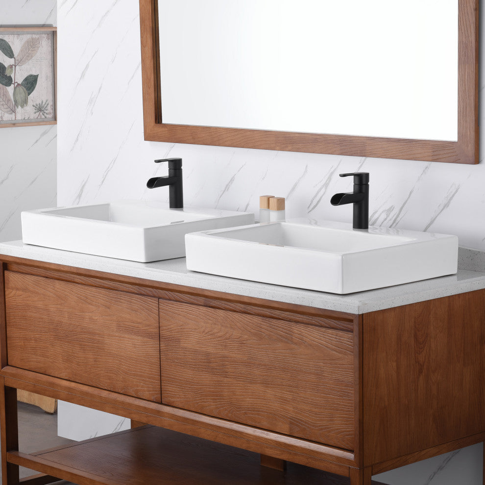 Luxier CS-021 Rectangular Bathroom Ceramic Vessel Sink Art Basin in White