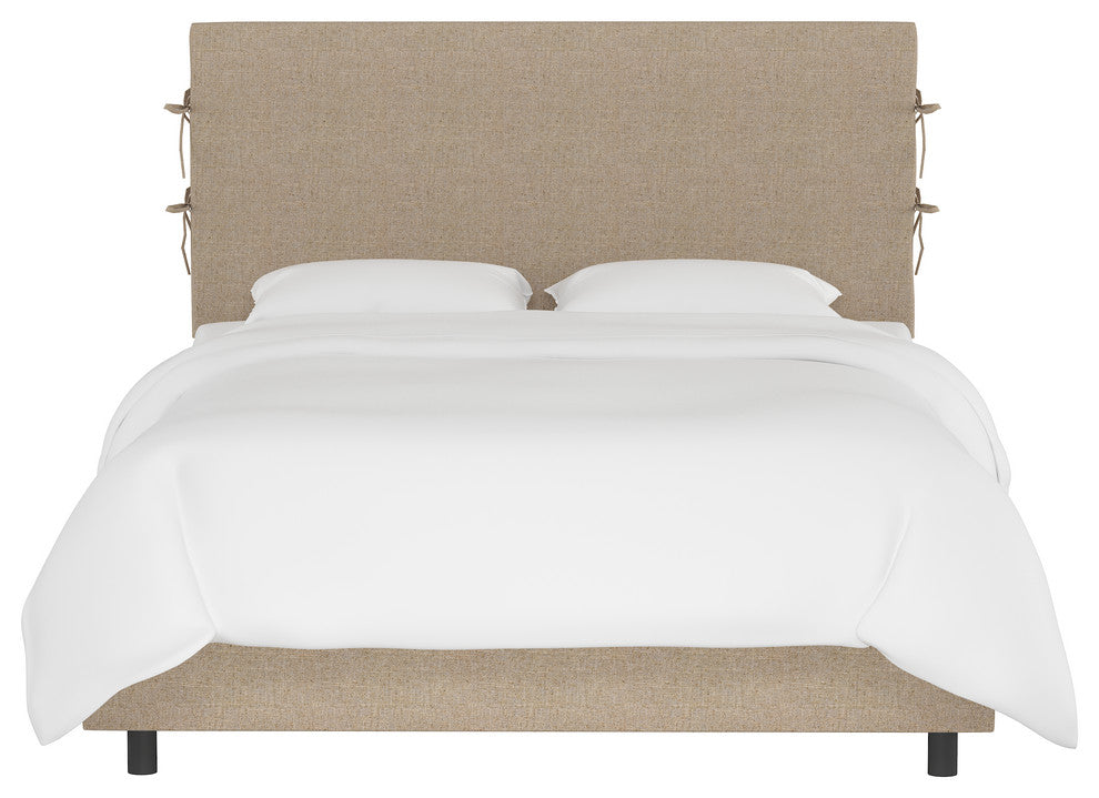 Bern Queen Slipcover Bed With Ties, Linen Sandstone