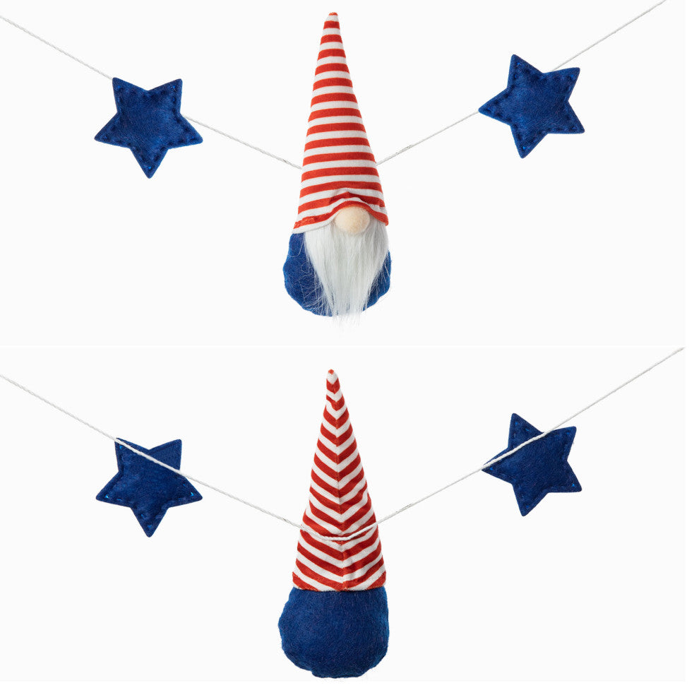 6' Fabric Patriotic Gnome Garland