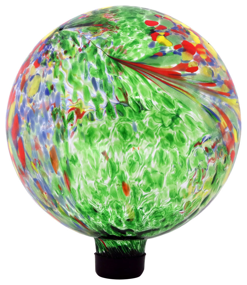 Sunnydaze Green Artistic Glass Outdoor Garden Gazing Ball Globe, 10", Single