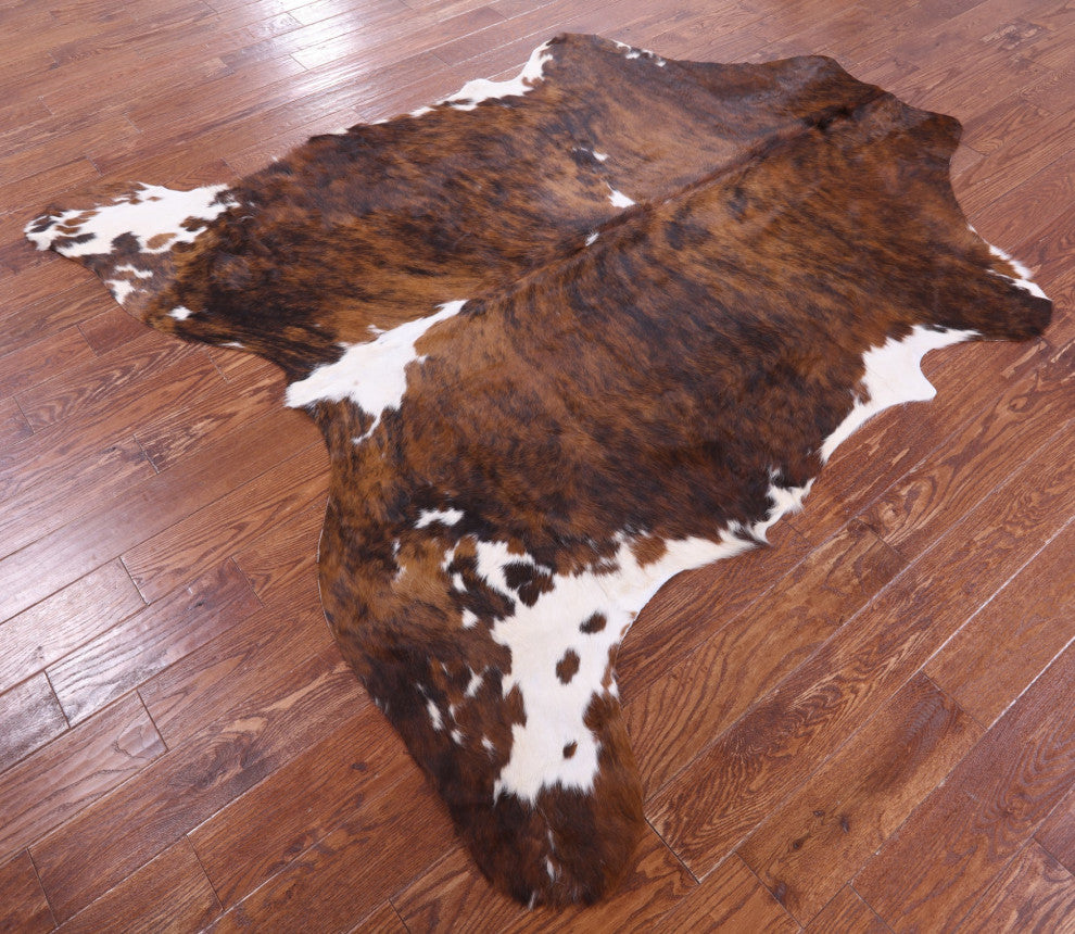 7' 1" X 6' 10" Brindle Natural Cowhide Rug C2246
