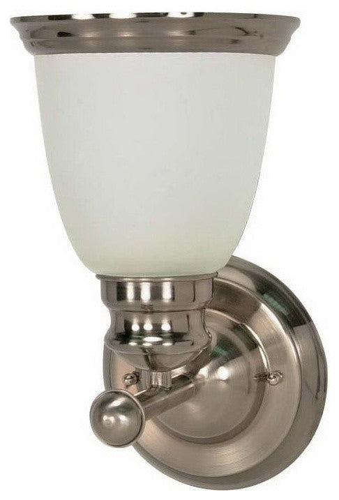 Smoked Nickel and Satin Frosted Glass 1-Light Fluorescent Wall Sconce
