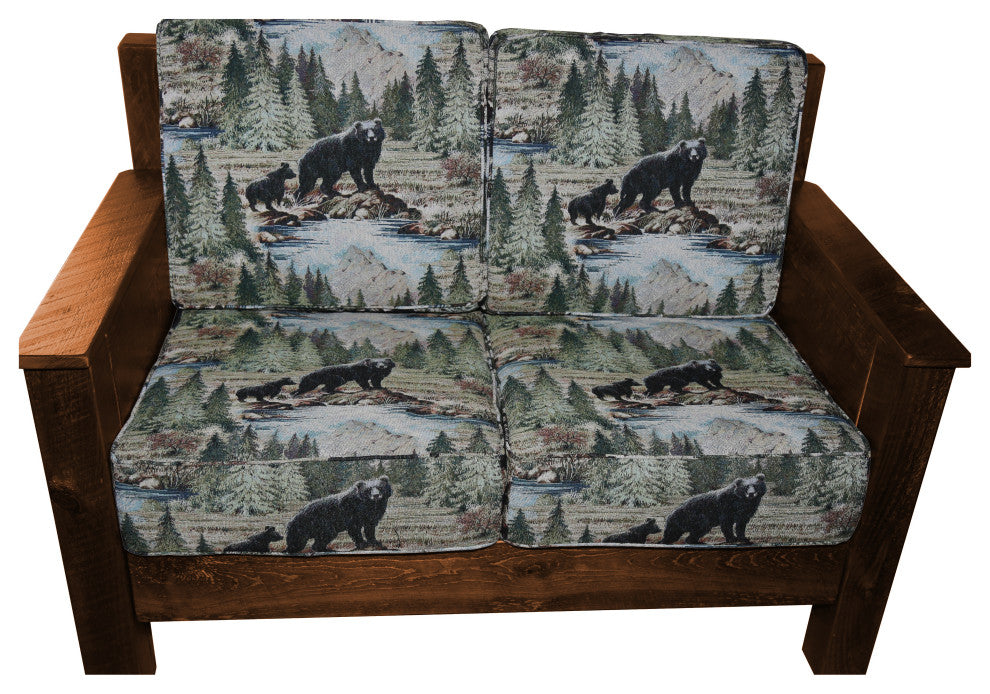 Barnwood Style Timber Peg Loveseat, Early American, Bradley Multi