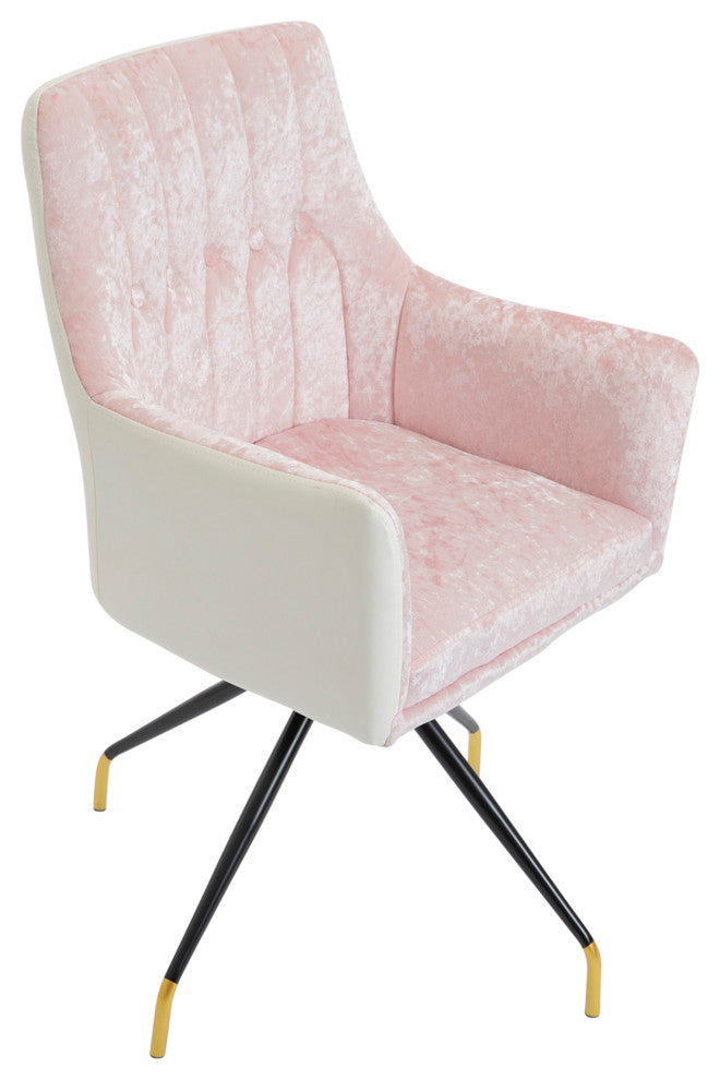 Genesis Modern Vanity Chair, Pink Crushed Velvet
