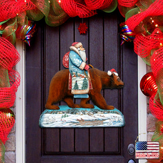 Santa On Grizzly Bear Door Hanger