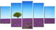 "Green Tree Among Lavender Flowers" Landscape Wall Art Print, 5 Panels, 60"x32"
