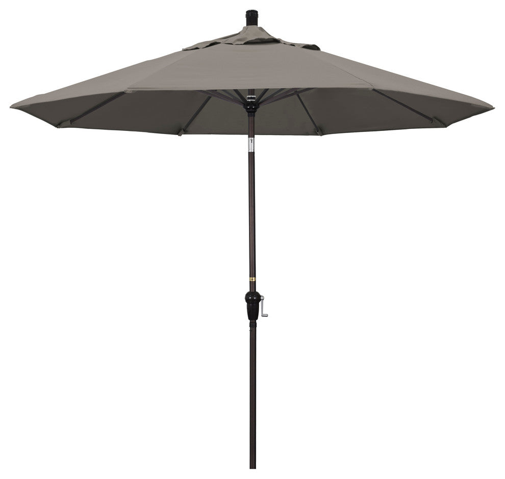 9' Bronze Auto-Tilt Crank Aluminum Umbrella, Pacifica, Taupe