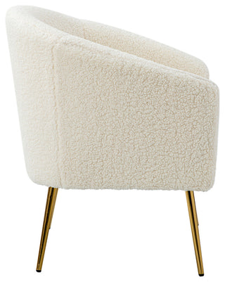 30" Polyester Barrel Chair With Metal Legs, Ivory