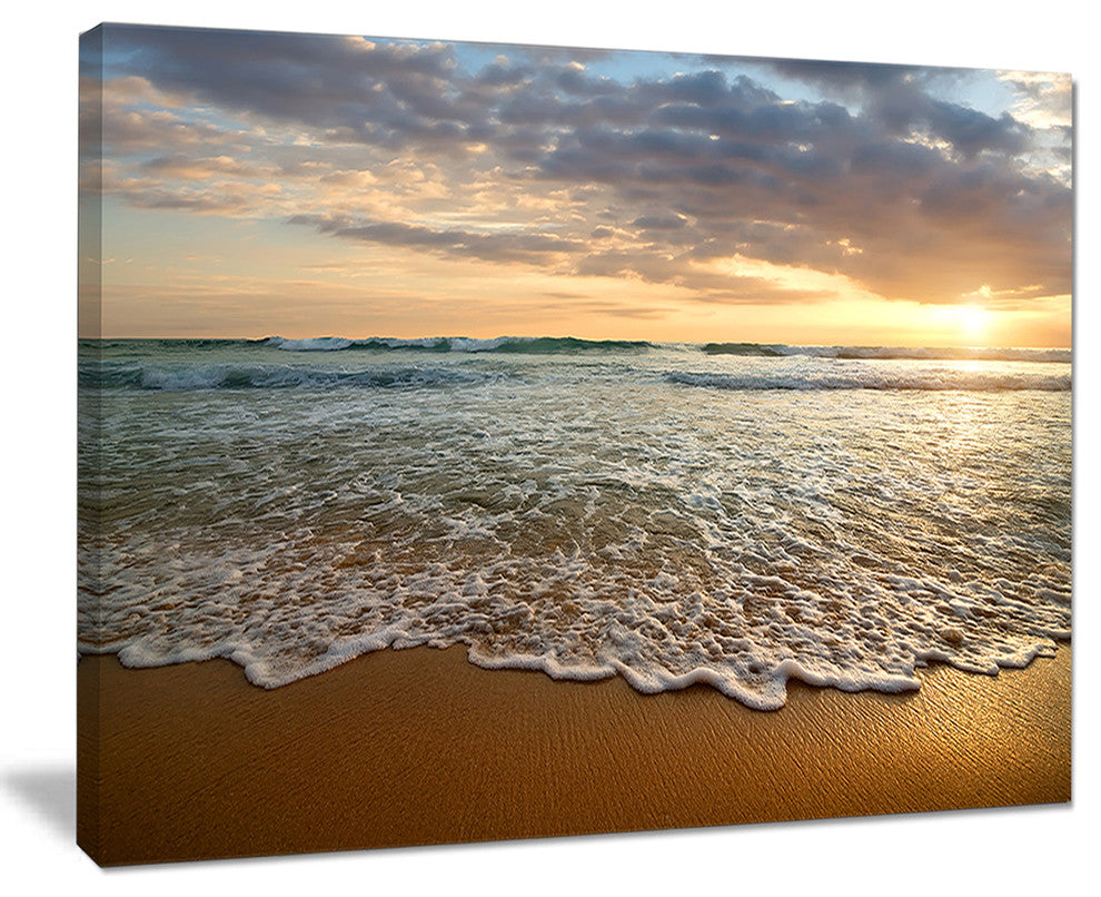"Bright Cloudy Sunset in Calm Ocean" Seascape Wall Art, 40"x30"