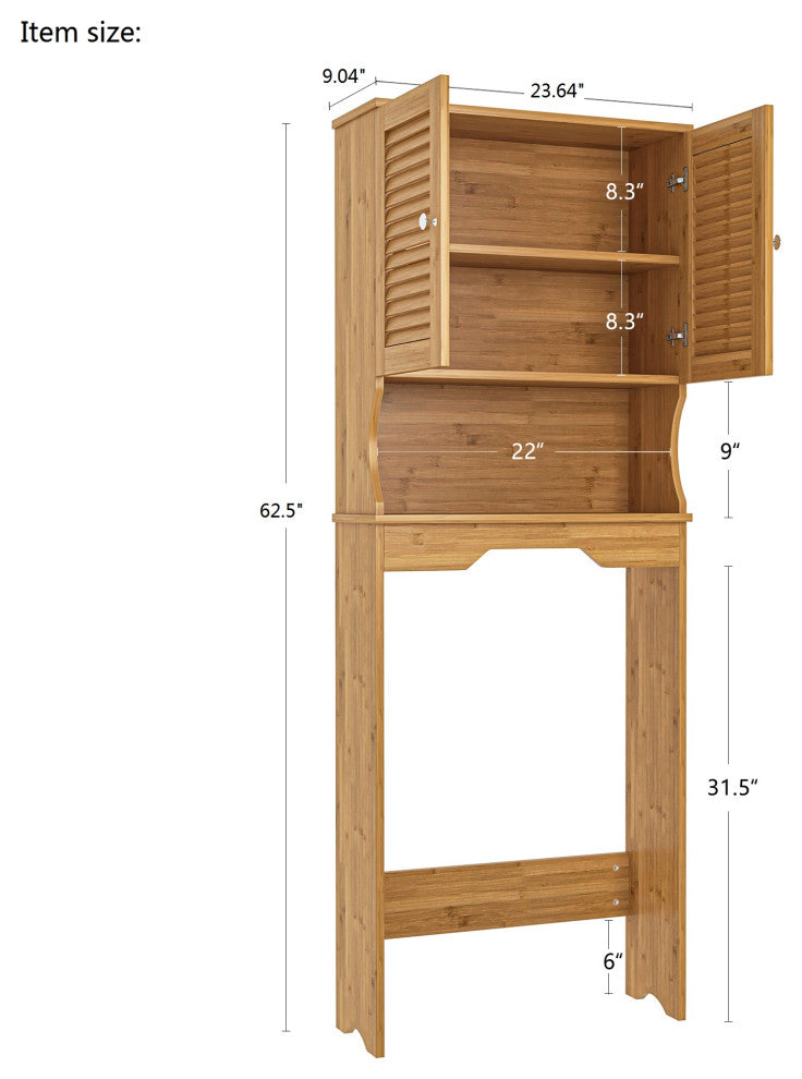 Double Shutter Door Toilet Storage Rack Natural