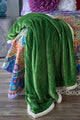 Large Extra Plush Sherpa Throw Blanket 68X54, Solid Emerald Green