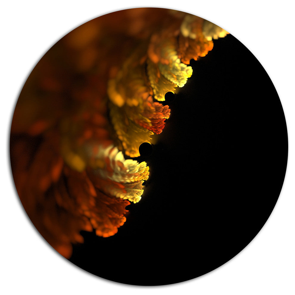 Abstract Yellow Flower On Black, Floral Large Disc Metal Wall Art, 38"