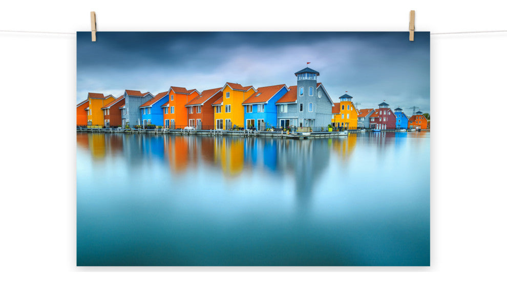 Blue Morning at Waters Edge Groningen Netherlands Wall Art Prints, 24" X 36"