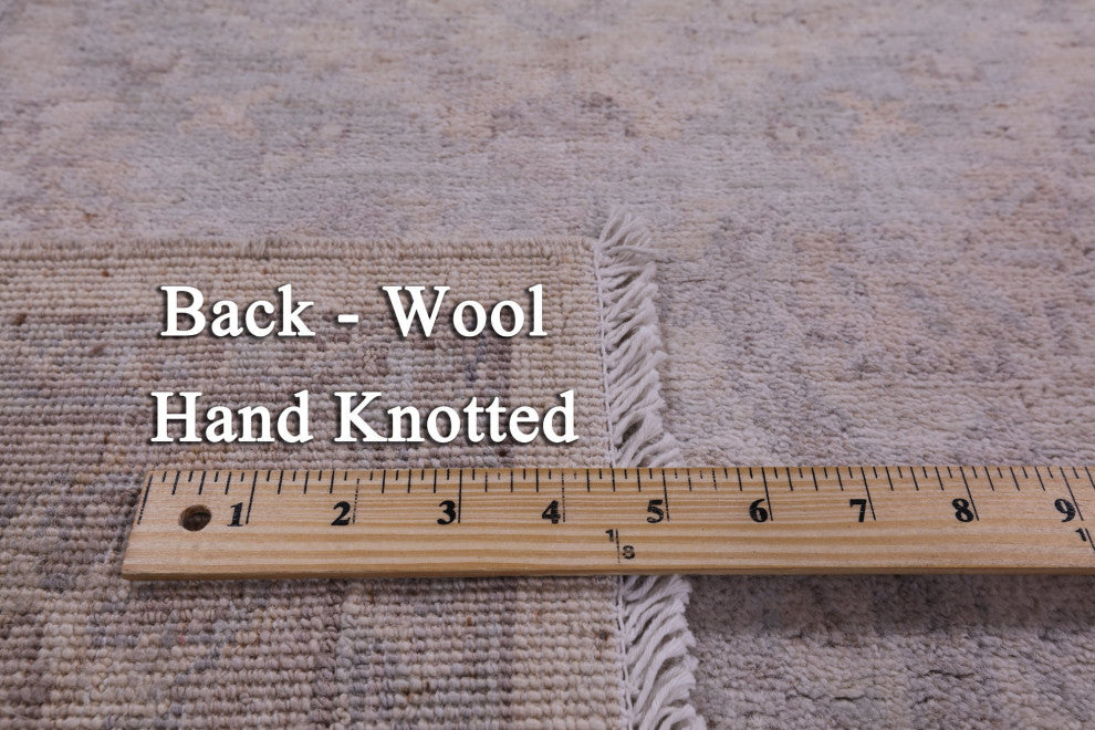 Hand-Knotted Peshawar White Wash Wool Rug 6' 0" X 9' 2" Q9529