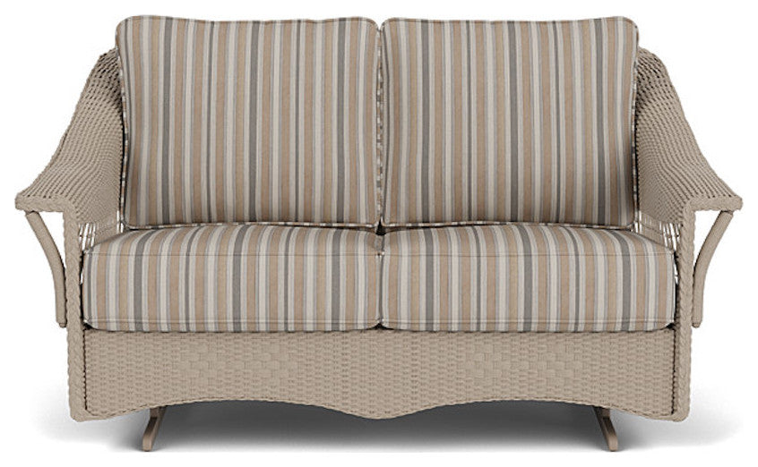 Lloyd Flanders Nantucket Loveseat Glider, French Beige, Purveyor Pewter