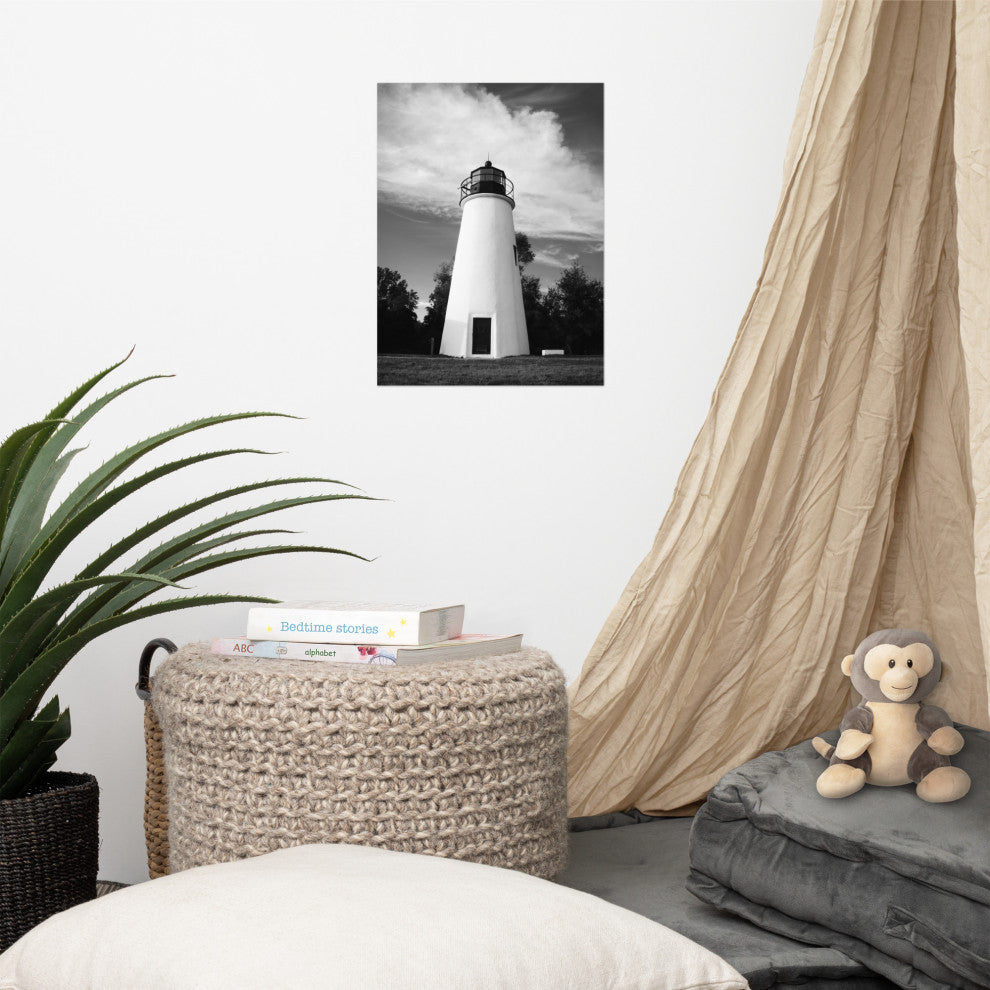 Touch the Sky Landscape Photo, Lighthouse Unframed Wall Art Print, 12" X 16"