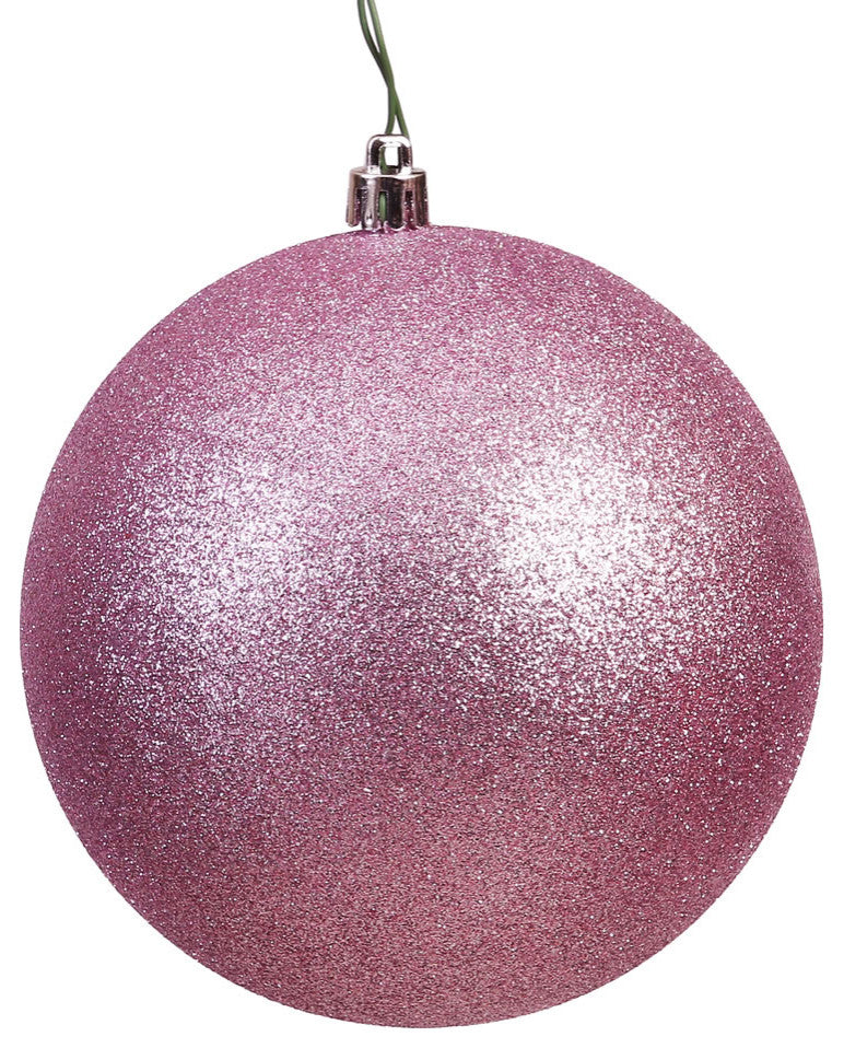 6" Mauve Glitter Ball Drilled 4/Bag