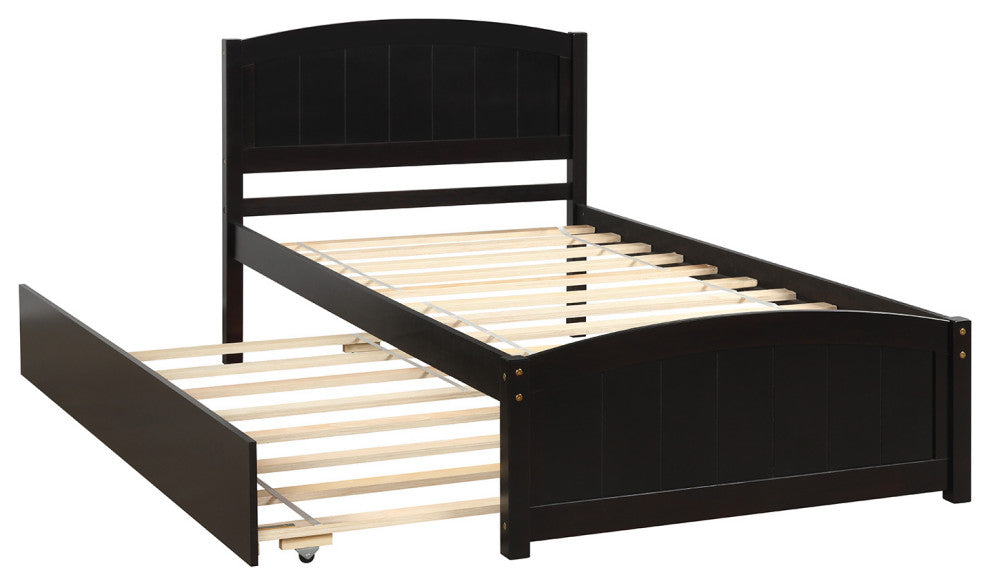 Gewnee Twin size Platform Bed with Trundle in Espresso
