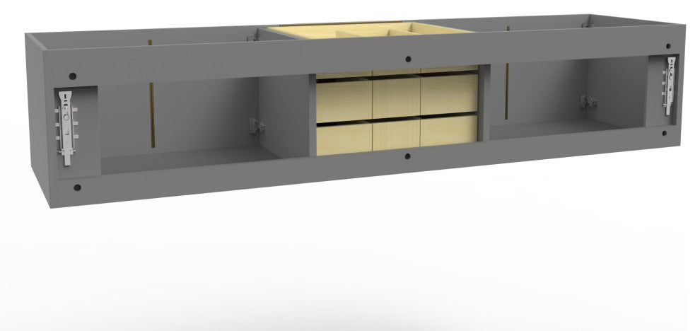 CastelloUSA Alpine 72" Wall Mounted Vanity, Base Only, Gray, Gold Handles