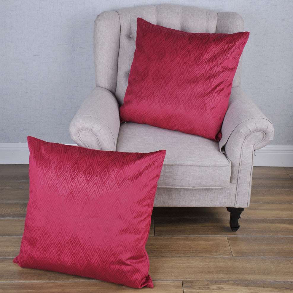IKAT Velvet Pillow Shell Sets, Garnet, 2 Piece 26" X 26"