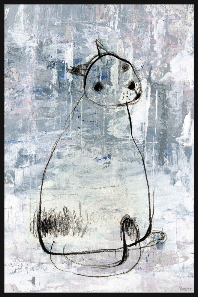 "Cat Outline" Floater Framed Painting Print on Canvas, 40"x60"