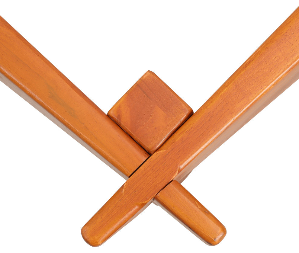 LeisureMod Imperial Interlocking Wooden Triangle Coffee Table Base, Light Walnut