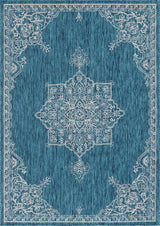Rug Unique Loom Outdoor Traditional Teal Rectangular 7' 0 x 10' 0