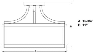 Holbrook 15.75" 3 Light Semi-Flush Matte Black and Satin Brass