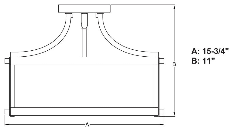 Holbrook 15.75" 3 Light Semi-Flush Matte Black and Satin Brass