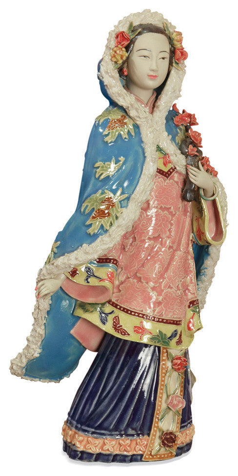 Chinese Porcelain Figurine, Lady in Winter Coat