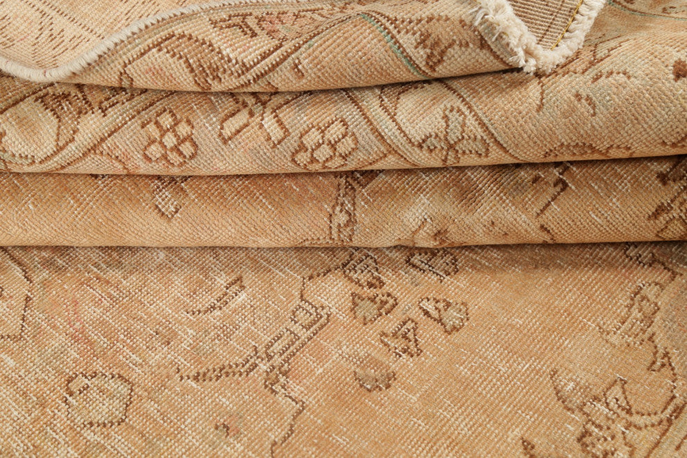 Consigned, Vintage Distressed Handmade Persian Traditional Area Rug, Beige, 6x9