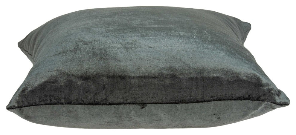 22" X 7" X 22" Transitional Charcoal Solid Pillow Cover With Poly Insert