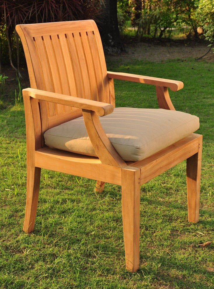 13-Piece Outdoor Teak Dining Set: 117" Oval Extension Table, 12 Lagos Arm Chairs