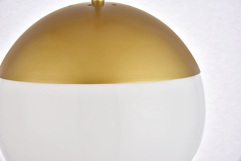 Elsa 1-Light Brass Plug-In Pendant With Frosted White Glass