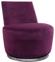 Velvet Upholstered Swivel Accent Chair with Stainless Steel Base Purple & Silver
