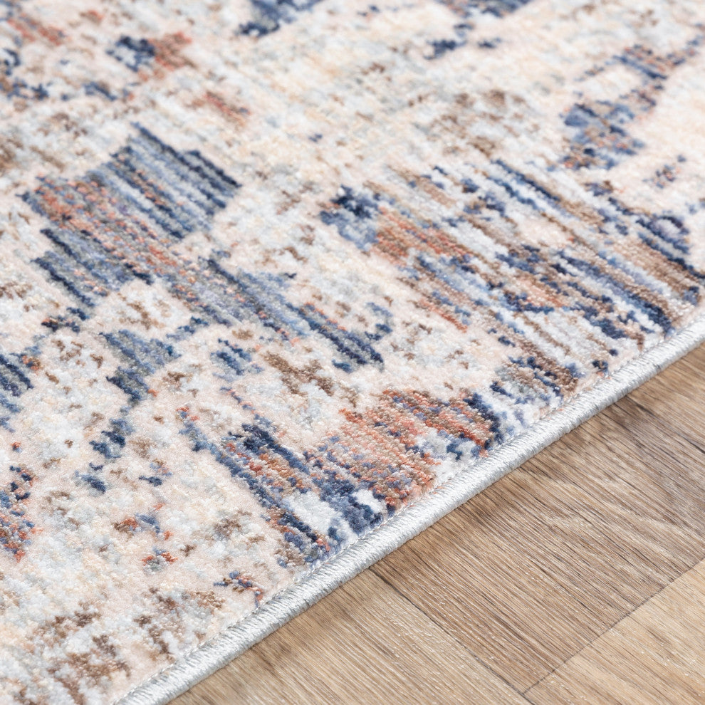 Surya Palazzo PZL-2301 3'3"x8' Rug, Navy/Denim/Pale Blue/Taupe/Cream/White/Blush