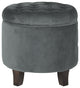 Benzara BM194930 Velvet Wooden Ottoman With Hidden Storage, Gray and Brown