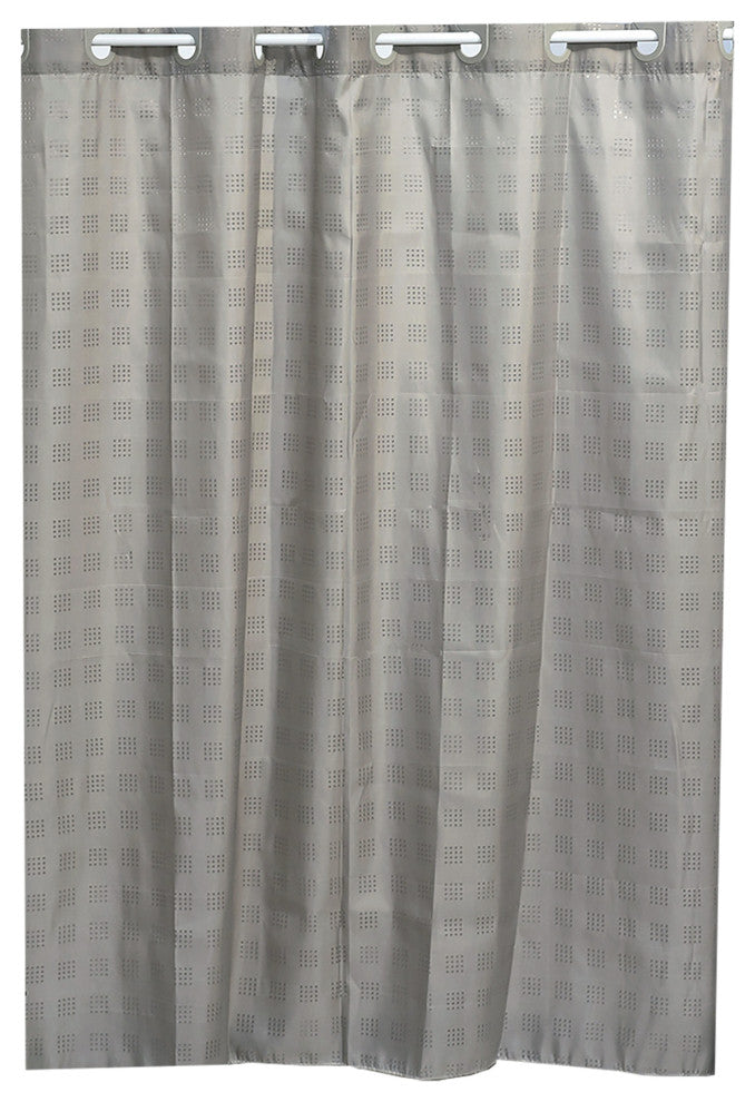 Hookless Shower Curtain Polyester Cubic, Taupe