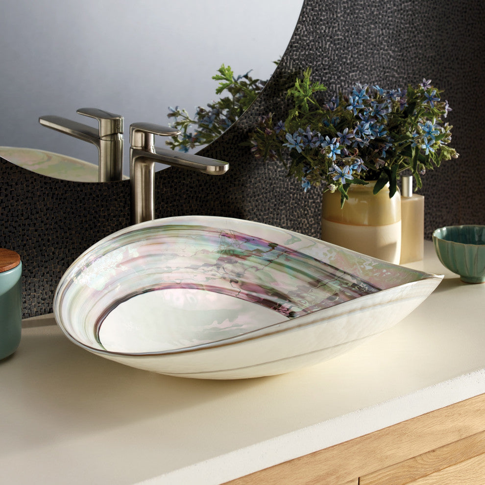 Sorrento Murano Glass Bathroom Sink, Abalone
