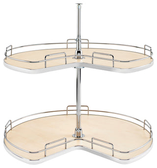 Solid Surface 2-Shelf Kidney Lazy Susan for Corner Base Cabinet, Natural