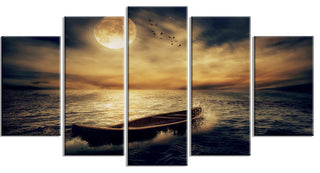Middle of Ocean after Storm, Large Floral Canvas Art Print, 60"x32", 5 Panels