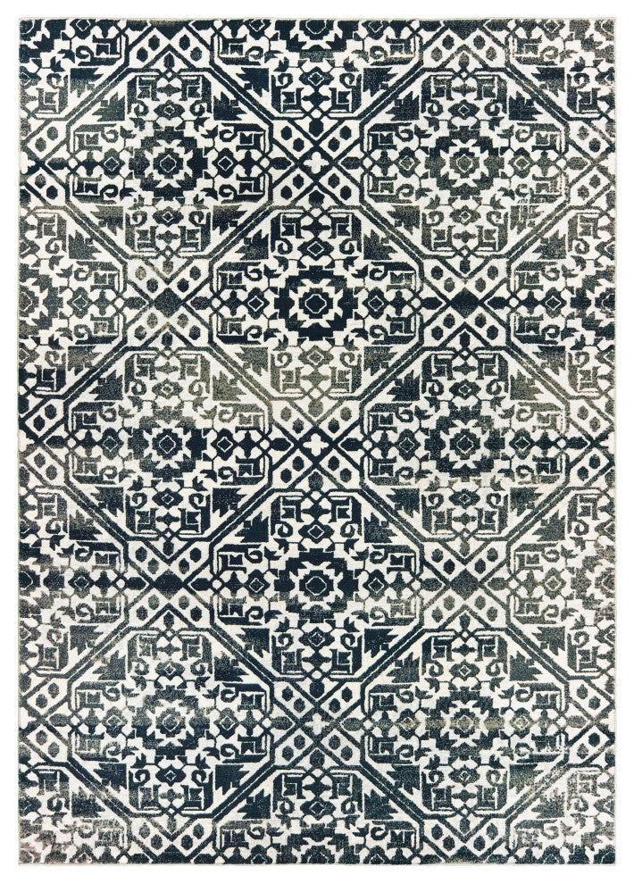 Oriental Weavers Bowen Navy/ Ivory Geometric Indoor Area Rug 3'10"X5'5"