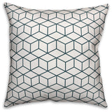 Cube Blue and White Pattern 18x18 Outdoor Throw Pillow