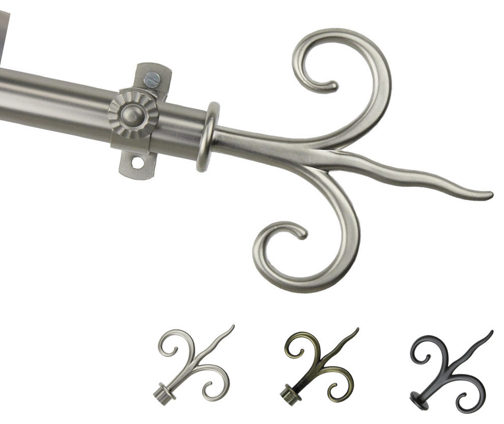 Norman 13/16" Diameter Curtain Rod, Satin Nickel, 18-28"