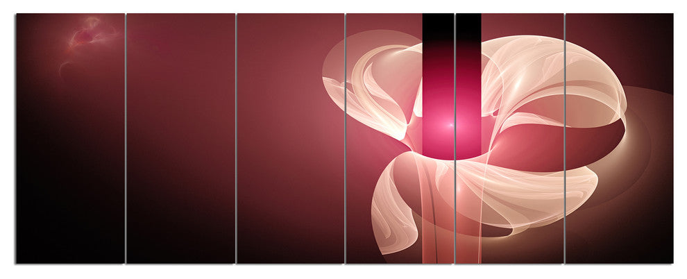 Pink Flower Fractal Illustration, Abstract Canvas Art Print, 70"x28", 6 Panels