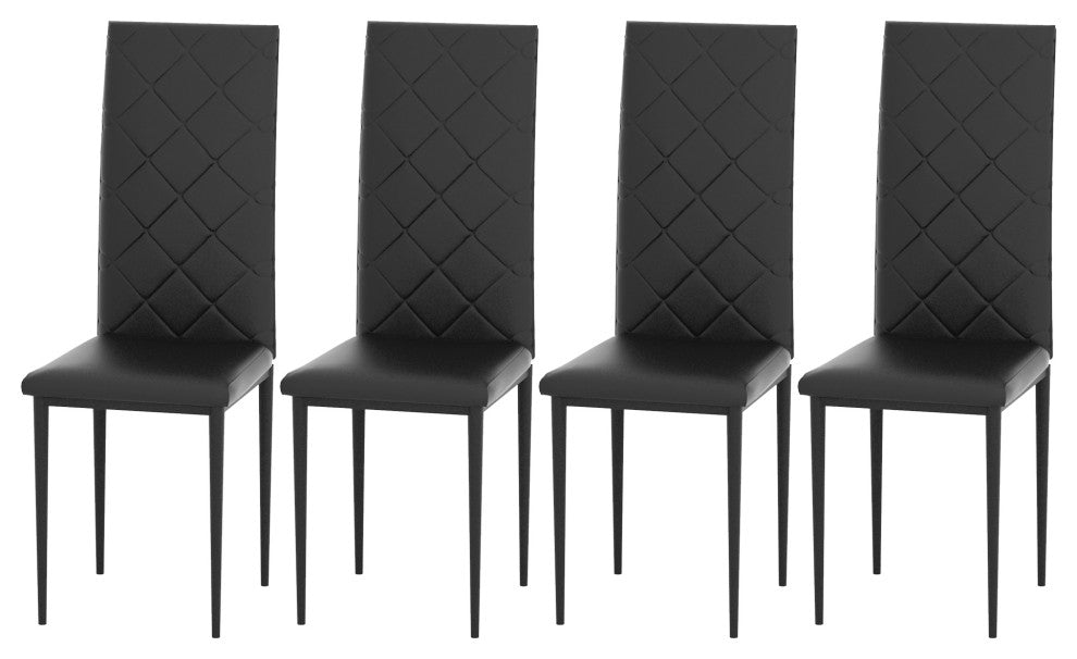Tansole Black PU Leather With Metal Frame Dining Chairs, Set of 4