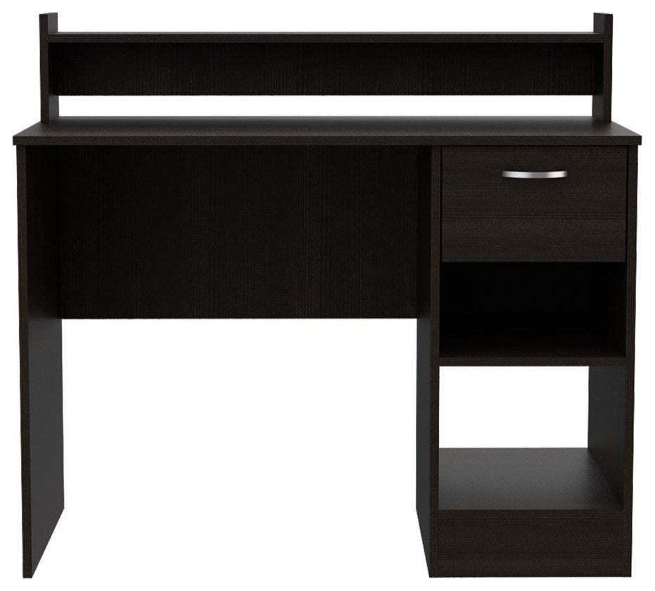 Charlotte Computer Desk with 2 Storage Shelves, Built-in Drawer, Black